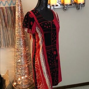 Tropical Chic Red and Black Dress